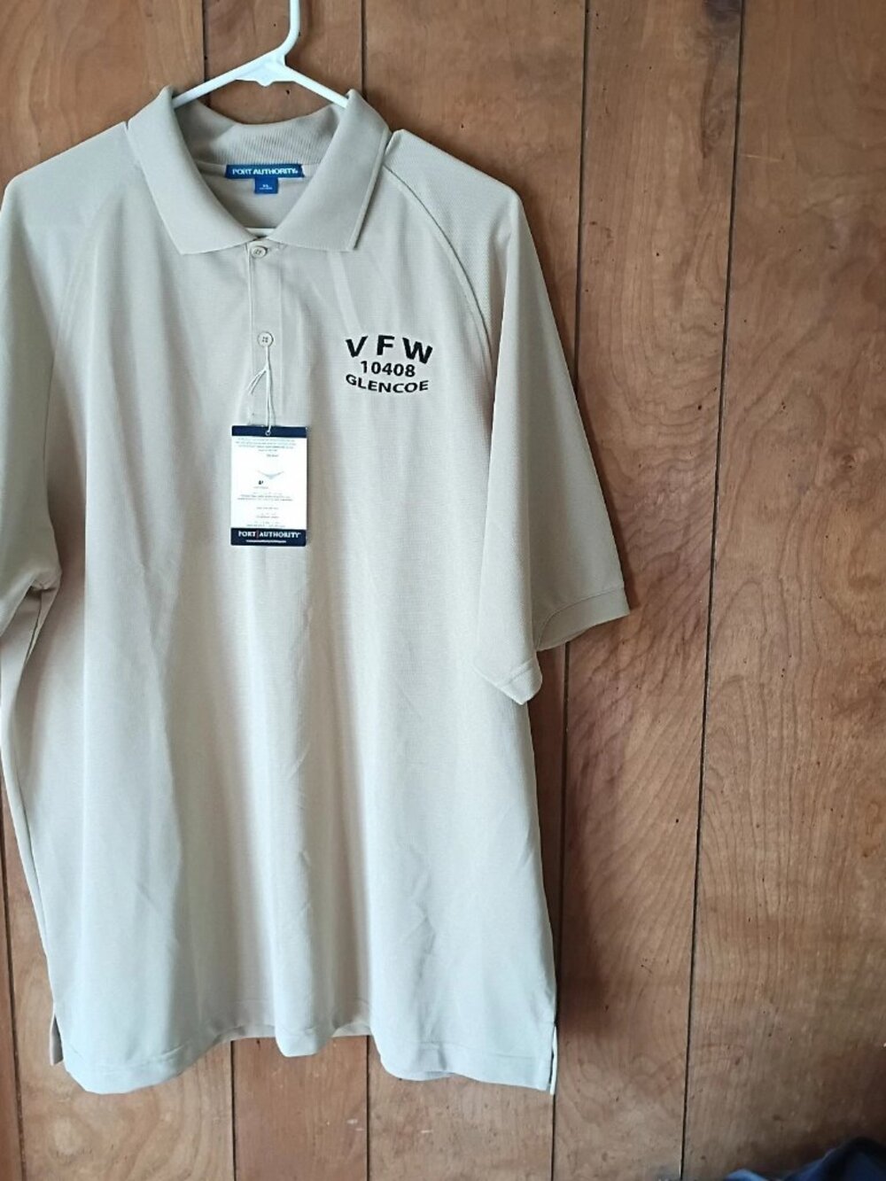 NWT Port Authority VFW Glencoe Polo Shirt XL Beige CoolPlus Wicking